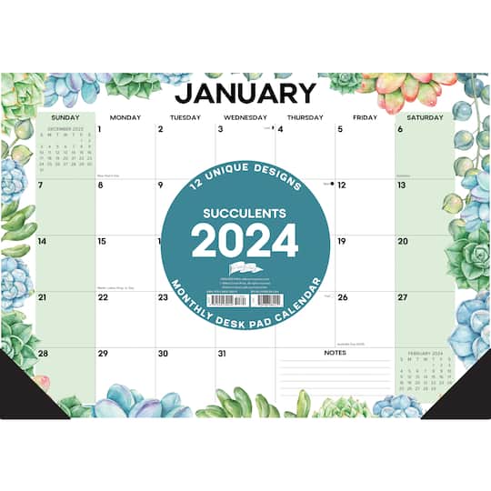 2024 Succulents Desk Pad Calendar